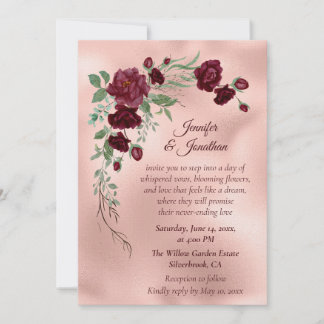 Romantic Rose Gold Floral Customizable Wedding Einladung