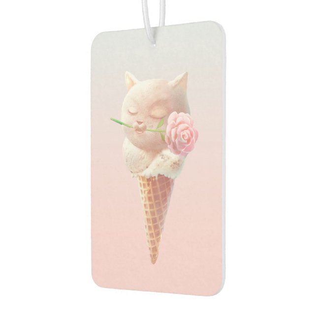 Romantic Rose: Miss Meow Pink Ice Cream Cone Art Autolufterfrischer (Links)