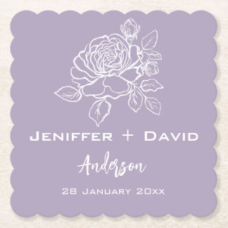 Romantic Rose Personalized Wedding/ Bridal Shower  Untersetzer