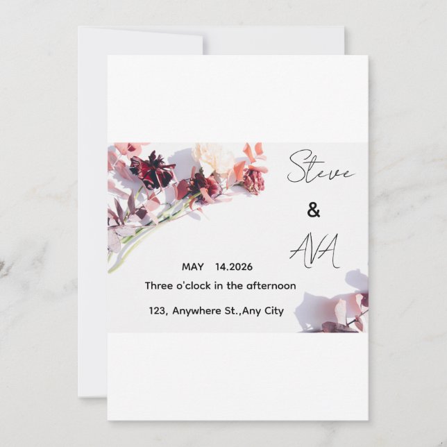 Romantic Rose Wedding Invitation | Soft Floral Ele (Devant)