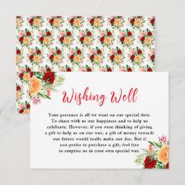 Romantic Roses Floral Wedding Wishing Well Begleitkarte