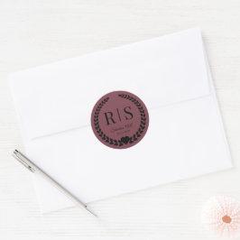 Romantic Rosewood Wedding Monogram Initials Runder Aufkleber