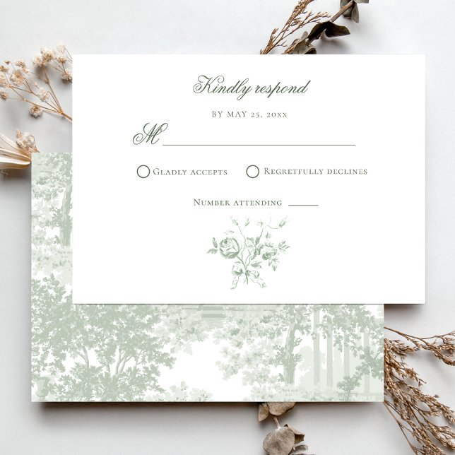 Romantic Sage Floral Wedding RSVP Karte (Von Creator hochgeladen)