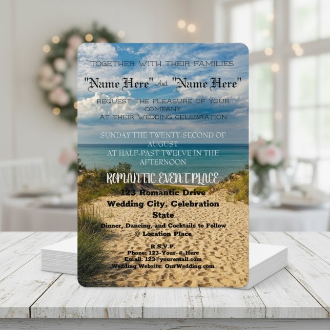 "Romantic Sands" Beach Hochzeit Einladung ("Romantic Sands" Beach Wedding Invitation)