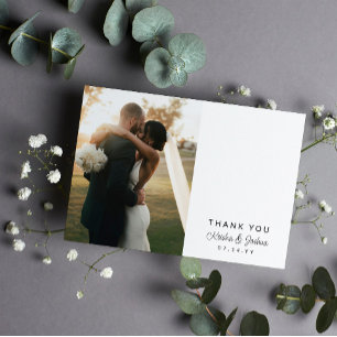 Romantic Script Wedding Photo Thank You Dankeskarte