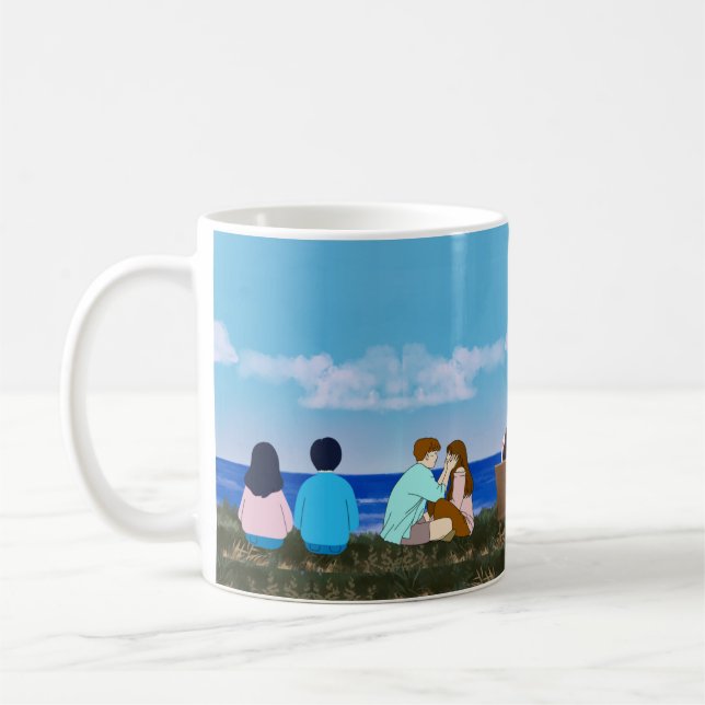 Romantic Seaside Couple Illustration Kaffeetasse (Links)