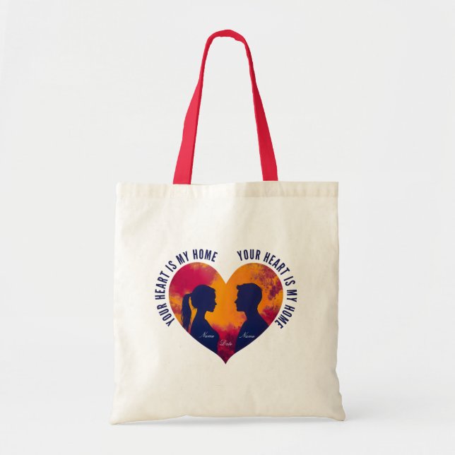 Romantic Silhouette Heart "Your Heart Is My Home"  Tragetasche (Vorne)