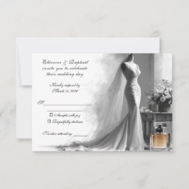 Romantic Sketch RSVP Card - Elegante Vintage Brida