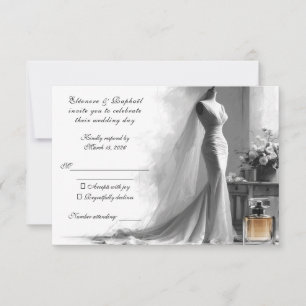 Romantic Sketch RSVP Card - Elegante Vintage Brida Karte
