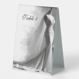 Romantic Sketch Wedding Table Number Card with Per Tischaufsteller