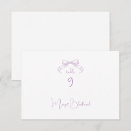 Romantic sketched Bow Lilac Guest Name Platzkarte