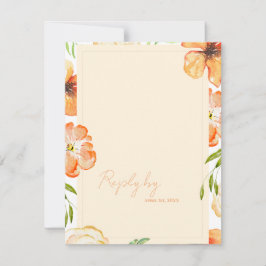 Romantic Soft Peach QR Code Garden Floral Wedding RSVP Karte