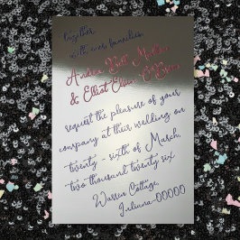 Romantic Spring Wedding Pink, Purple & Silver Folieneinladung