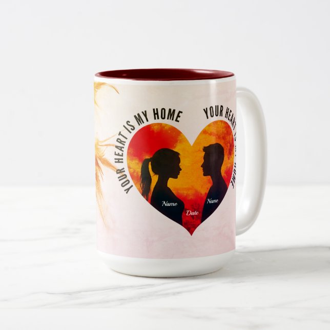 Romantic Sunset Couple Your Heart My Home Mug (Devant droit)