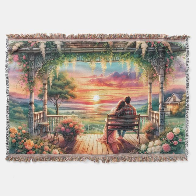 Romantic Sunset Porch View Illustration Decke (Vorderseite)