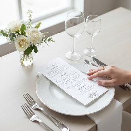 Romantic Swan Heart Calligraphy Menu Card Design Menükarte