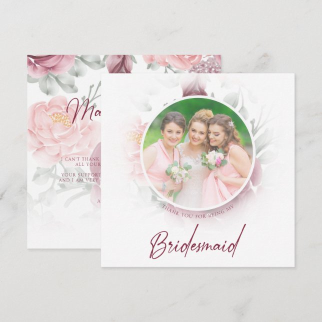 Romantic Thank You Bridesmaids Classic Floral Pink (Vorne/Hinten)