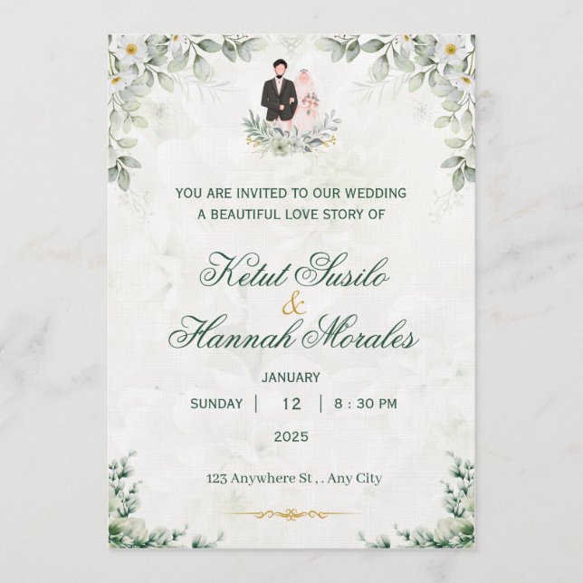 Romantic Timeless Wedding Invitation | Elegant  (Devant)