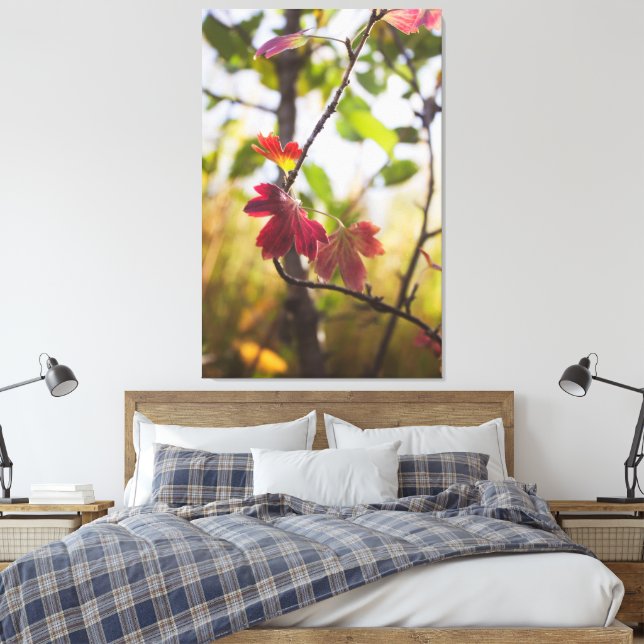 Romantic Trees & Flowers – Botanical Fantasy Boho Leinwanddruck (Insitu (Schlafzimmer))