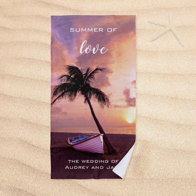 Romantic Tropical Beach Sunset Towel Strandtuch (Von Creator hochgeladen)