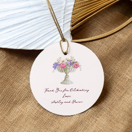 Romantic Tuscan Garden Urn with Flowers Wedding Geschenkanhänger