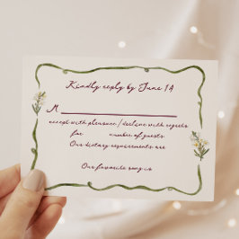 Romantic Tuscan Garden Whimsical Floral Wedding RSVP Karte