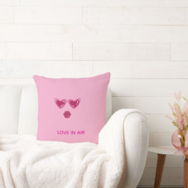 Romantic Valentine Graphic Heart Glasses & LipsTee Kissen