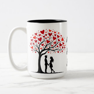 Romantic Valentine’s Day Love Tree Design Zweifarbige Tasse