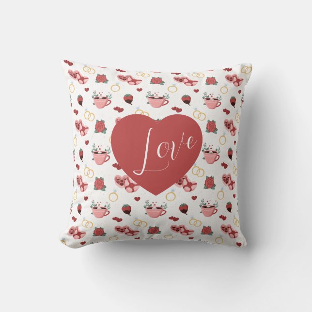 Romantic Valentine’s Day Throw Pillow Kissen (Vorderseite)