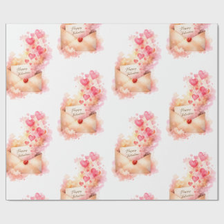 Romantic Valentine Wrapping Paper Love Envelope Geschenkpapier