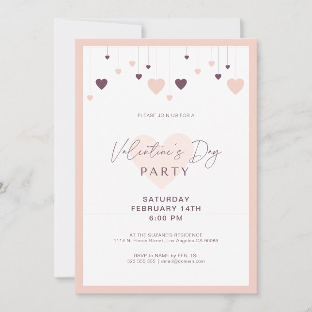 Romantic Valentines invitation de fête (Devant)