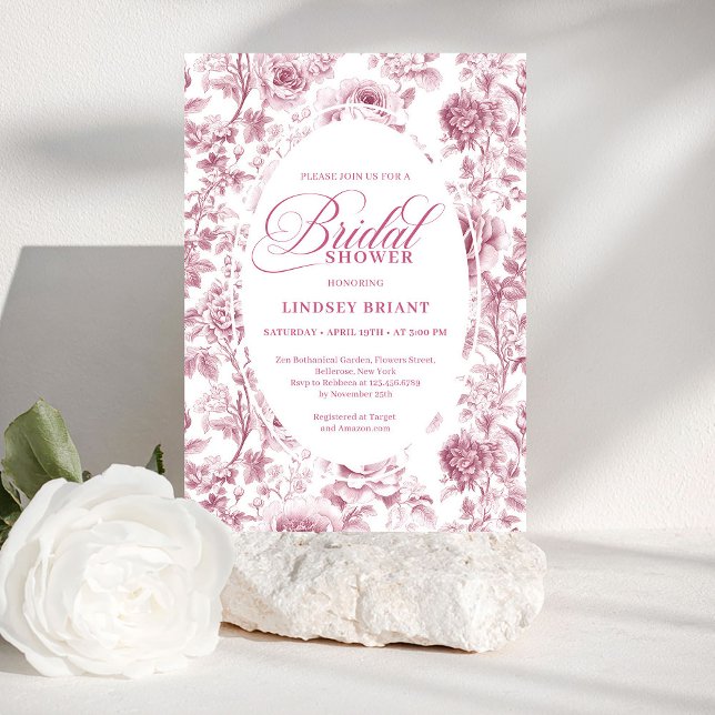 Romantic Velvet Rose Floral Bridal Shower Invite Einladung (Romantic Velvet Rose Floral Bridal Shower Invitation)