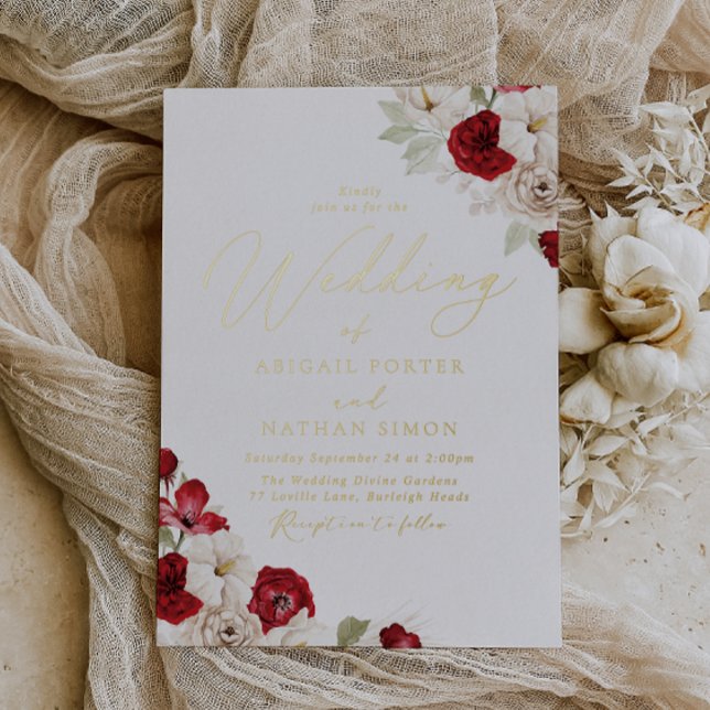Romantic Vibrant Elegant Gold Foil Wedding Folieneinladung (Von Creator hochgeladen)