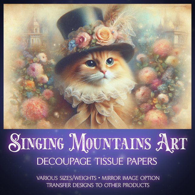 Romantic Victorian Garden Cat Decoupage  Seidenpapier (Von Creator hochgeladen)
