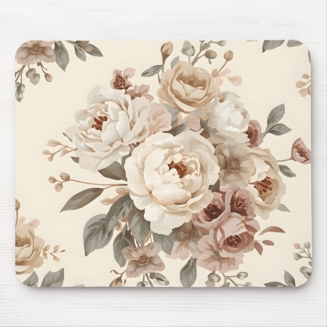 Romantic Vintage Floral Bouquet Pattern Mousepad (Vorne)