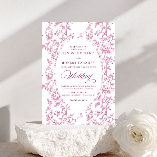 Romantic Vintage Rose Pattern Wedding Invitation Einladung (Romantic Vintage Rose Pattern Wedding Invitation)