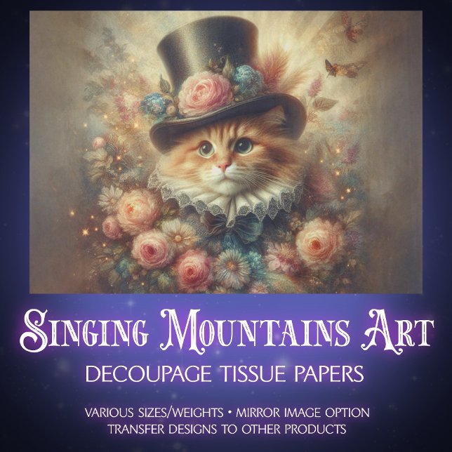 Romantic Vintage Tabby Cat Decoupage  Seidenpapier (Von Creator hochgeladen)