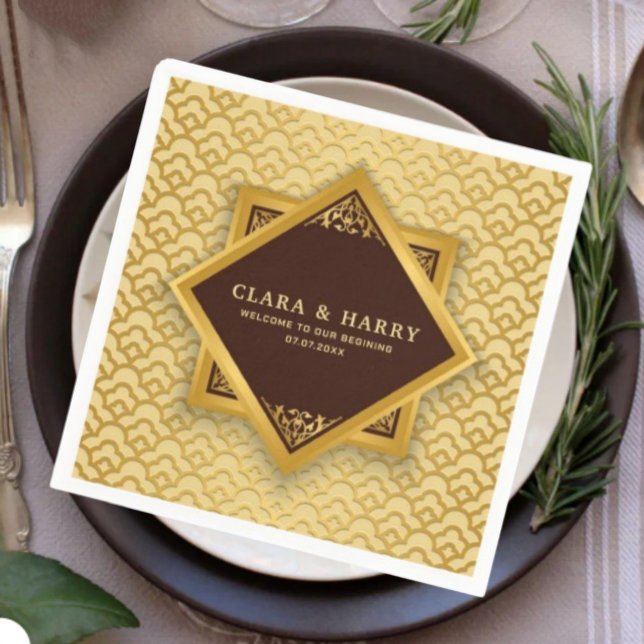  Romantic vintage wedding champagne gold  Serviette (Von Creator hochgeladen)