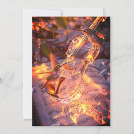 Romantic Violin & Bird Wedding Invitation | Music  Einladung