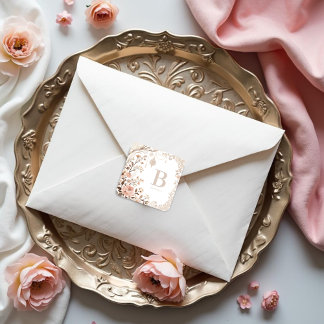 Romantic Watercolor Floral Filigree Design Quadratischer Aufkleber