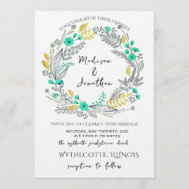 Romantic Watercolor Flower Wreath Wedding Einladung