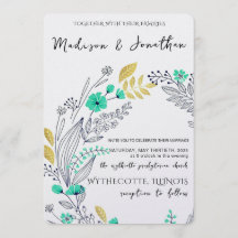 Romantic Watercolor Flower Wreath Wedding