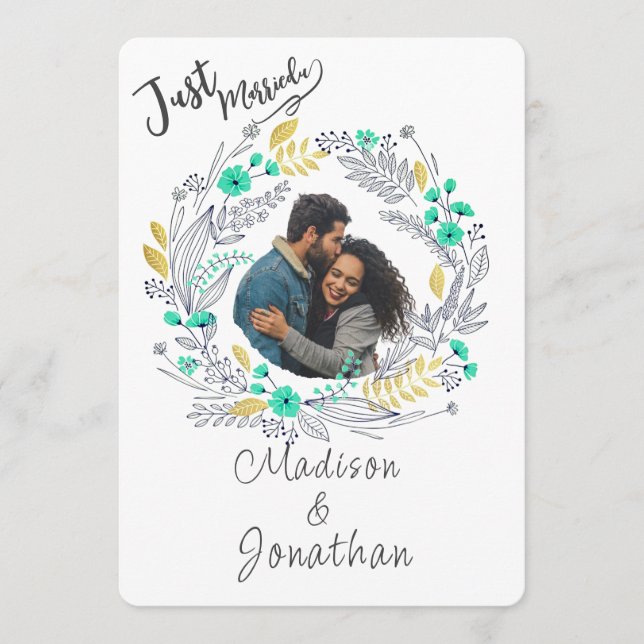 Romantic Watercolor Flower Wreath Wedding Einladung (Vorderseite)