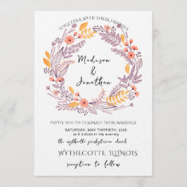 Romantic Watercolor Flower Wreath Wedding Einladung