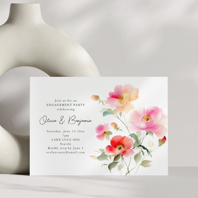Romantic Watercolor Garden Engagement Party Einladung (Von Creator hochgeladen)