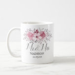 Romantic Watercolor Pink Florals Mr & Mrs Wedding Kaffeetasse<br><div class="desc">Zum Hochzeitsfeiern</div>