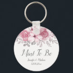 Romantic Watercolor Pink Florals Mr & Mrs Wedding Schlüsselanhänger<br><div class="desc">Zum Hochzeitsfeiern</div>