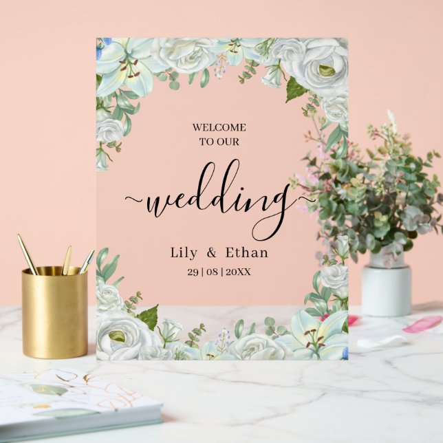 Romantic Watercolor Wedding Acrylschild (Hochzeit)