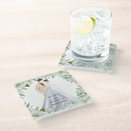 Romantic Watercolor Wedding Glasuntersetzer
