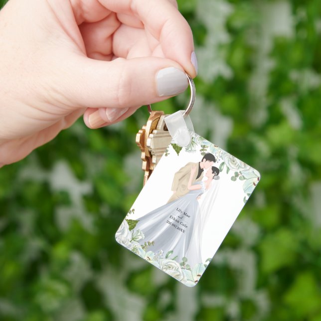 Romantic Watercolor Wedding Schlüsselanhänger (Hand)